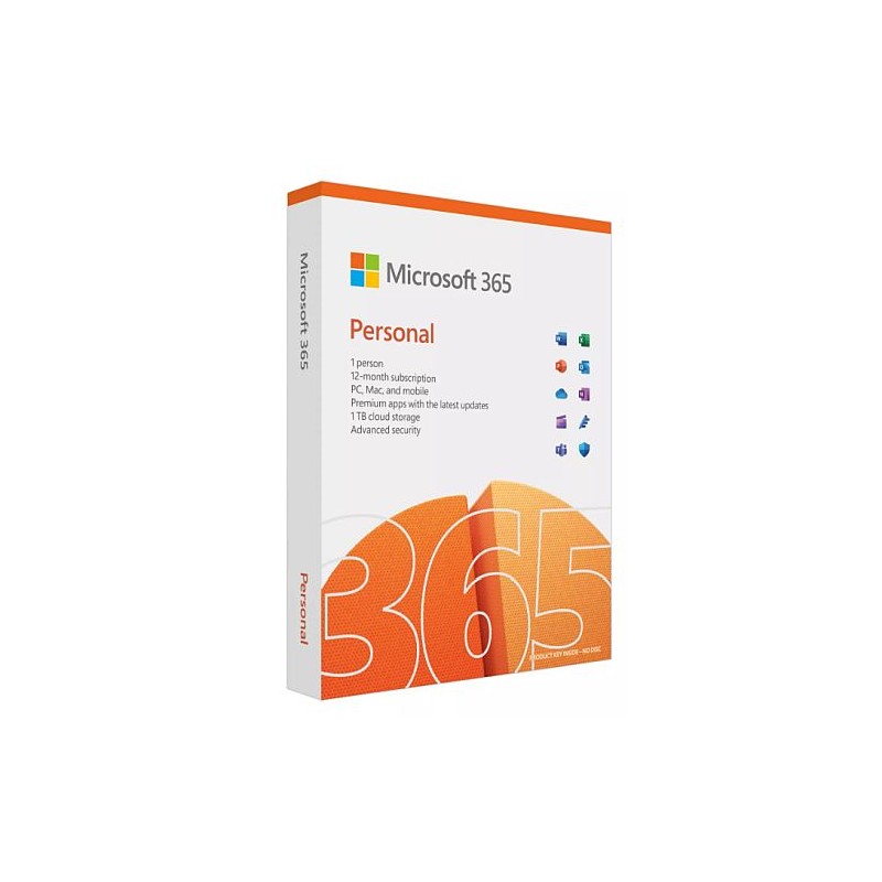 Microsoft Office 365 Personal, 1 User, Up to 5 Devices, 1 Year Subscription, 32 & 64 bit, Medialess
