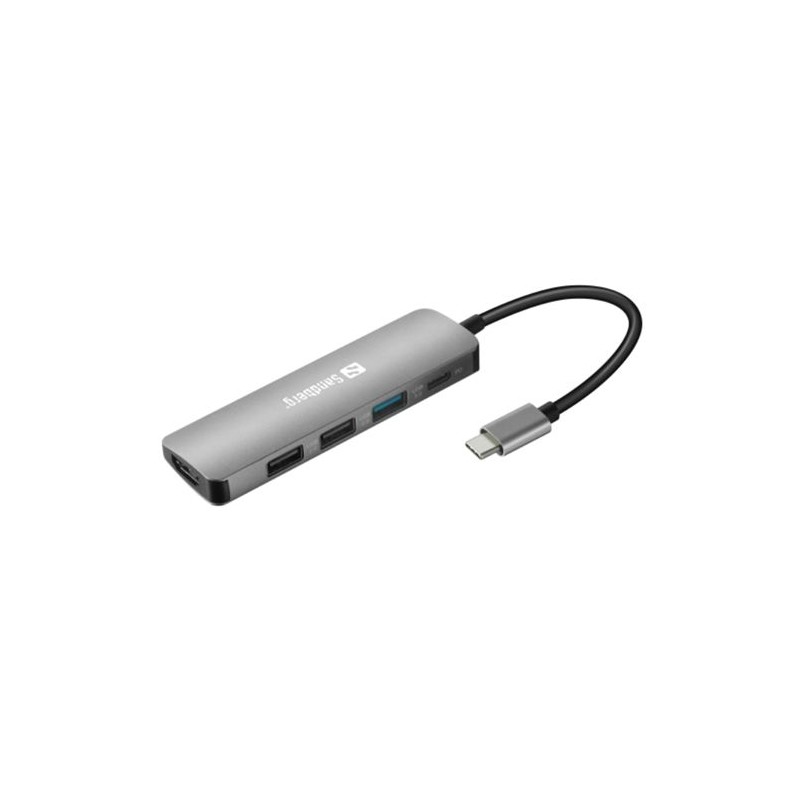 Sandberg (136-32) USB-C 5-in-1 Docking Station - USB-C (up to 100W), HDMI, VGA, 1 x USB 3.0, 2 x USB 2.0, Aluminium, 5 Year Warr Sandberg (136-32) USB-C 5-in-1 Docking Station - USB-C (up to 100W), HDMI, VGA, 1 x USB 3.0, 2 x USB 2.0, Aluminium, 5 Year Warr