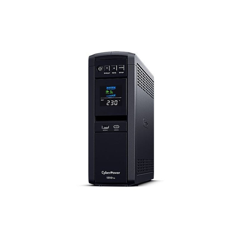 CyberPower PFC Sinewave 1350VA Line Interactive Tower UPS, 810W, LCD Display, 2x UK Plug, 4x IEC, AVR Energy Saving