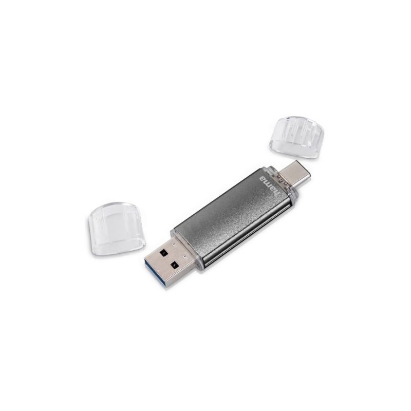 Hama Laeta Twin 128GB USB 2.0/Micro USB Memory Pen, OTG, Aluminium Casing, Grey Hama Laeta Twin 128GB USB 2.0/Micro USB Memory Pen, OTG, Aluminium Casing, Grey