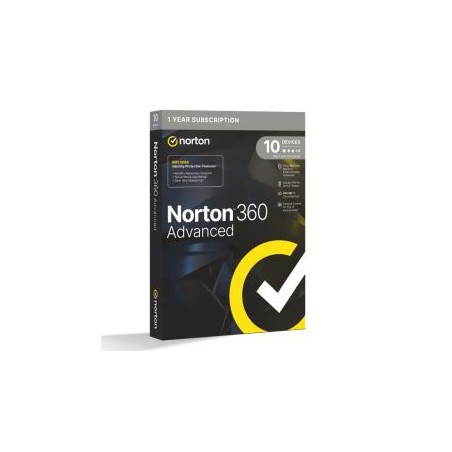 Norton 360 Advanced 1x 10 Device, 1 Year Retail Licence - 200GB Cloud Storage, AI Scam Detector - PC, Mac, iOS & Android *Non-en