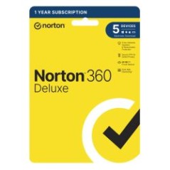Norton 360 Deluxe 1x 5 Device, 1 Year Retail Licence - 50GB Cloud Storage, AI Scam Detector - PC, Mac, iOS & Android *Non-enrolm