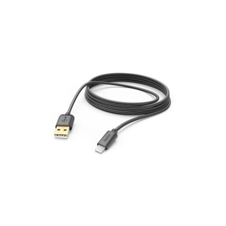 Hama Charging/Data USB-A to Lightning Cable, 480Mbps, 3 Metre, Black, MFI Certified