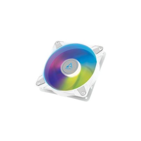Arctic 12cm P12 Pressure Optimised PWM PST ARGB Case Fan, Fluid Dynamic, 12 LEDs, 0-2000 RPM, 0dB Mode, White