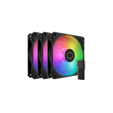 Cooler Master SickleFlow Edge 120 ARGB 12cm PWM Case Fans (3 Pack), Up to 2500 RPM, Loop Dynamic Bearing, LED Controller, Black