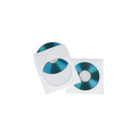 Hama CD/DVD/Blu-Ray Protective Sleeves x100, White Paper, Transparent Window