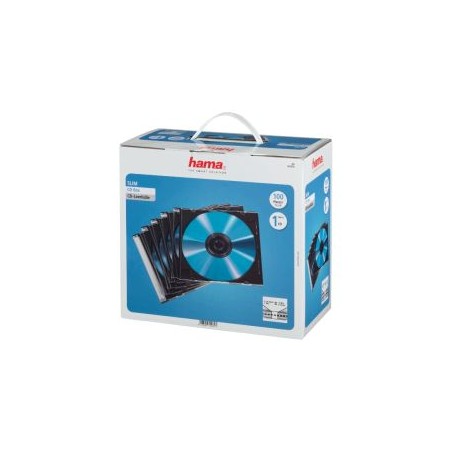 Hama CD/DVD/Blu-Ray Slim Jewel Cases x100, Transparent/Black