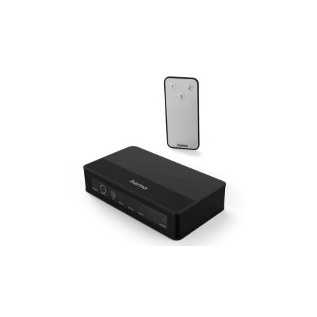 Hama 3x1 4K-HDMI Switch with Remote Control, 3 Inputs, 1 Output, Aluminium