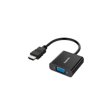 Hama HDMI Male to VGA Female Converter Cable with Audio 3.5mm Jack, 15cm, Black, *Eco-Friendly Packaging*