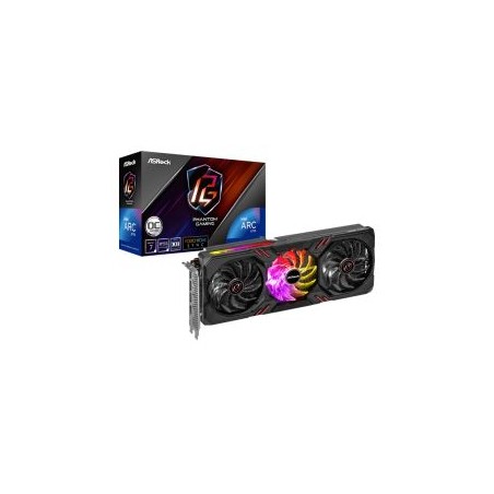 Asrock Intel Arc A770 Phantom Gaming 16GB OC, 16GB DDR6, PCIe4, HDMI, 3 DP, 2200MHz Clock, 0dB Cooling, RGB, Overclocked