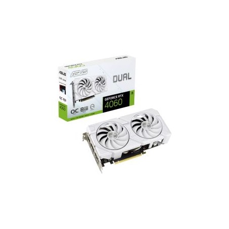 Asus DUAL RTX4060 EVO White OC, 8GB DDR6, HDMI, 3 DP, 2535MHz Clock, Overclocked