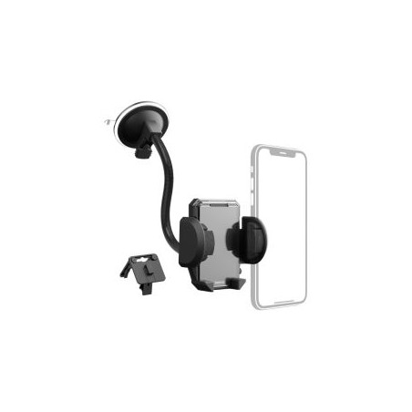 Hama (Multi) 2-in-1 Mobile Phone Holder, Suction Cup/Grating Clamp, Flexible Arm, 360° Rotation