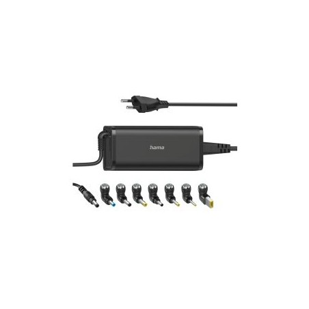 Hama Universal 90W EU Travel Notebook PSU, 15-19V, 8 Adapters, Hook & Cable Tie, *Euro Plug*