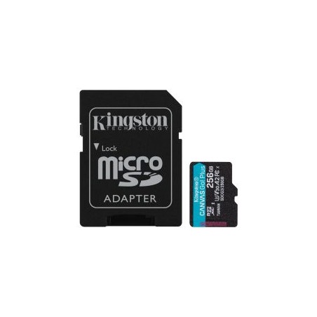 Kingston 256GB Canvas Go! Plus Micro SDXC Card with SD Adapter, UHS-I Class 10, U3, A2 App Performance, 170MB/s