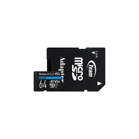 Team 64GB Elite A1 Micro SDXC Card with SD Adapter, UHS-I Class 3, U3, A1 App Performance, 100MB/s