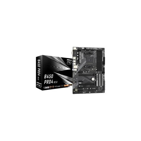 Asrock B450 PRO4 R2.0, AMD B450, AM4, ATX, 4 DDR4, XFire, VGA, HDMI, DP, 2x M.2
