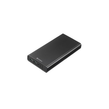 Sandberg (420-63) PD 100W 38400mAh Powerbank, 1x USB-C 100W, 2x USB-A, Power-Through, Aluminium, 5 Year Warranty