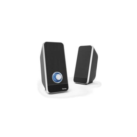 Hama Sonic LS-206 2.0 Speaker System, 3.5 mm Jack, USB-A for Power, Backlit Volume Control