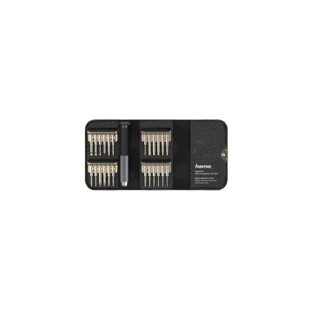 Hama 24-in-1 Mini Screwdriver Set, Resilient Steel, Leather-Look Case