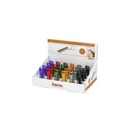 Hama (2-in-1) LED Torch with Bottle Opener x24 Multipack, 4 Lumen, Keyring, Various Colours, Display Case