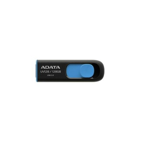 ADATA 128GB UV128 USB 3.0 Memory Pen, Retractable, Capless, Black & Blue