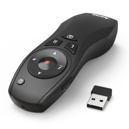 Hama X-Pointer 6-in-1 Wireless Laser Presenter, Laser Pointer, Air Mouse, Full/Black Screen, Volume, PowerPoint, Digital Ink, 15